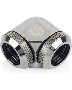 Bitspower Dual Enhance Multi-Link Adapter Fitting for 14mm OD Rigid Tubing, 90 Degree Angle, Black Sparkle