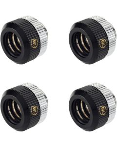 Bitspower Touchaqua G1/4" Dual O-Ring Tighten Fitting for 12mm OD Hard Tubing (for Use with Bitspower Rigid Tubing Only), Glorious Black, 4-Pack